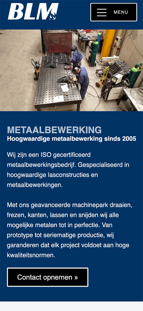 Homepage van blm-groep.nl op een mobiele telefoon