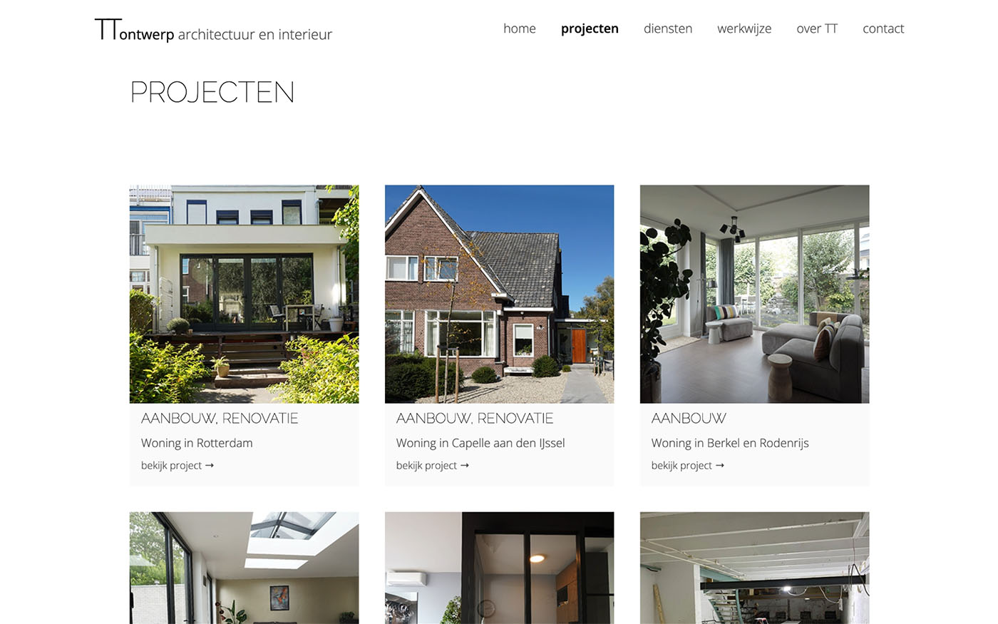 Homepage van ttontwerp.com op desktop